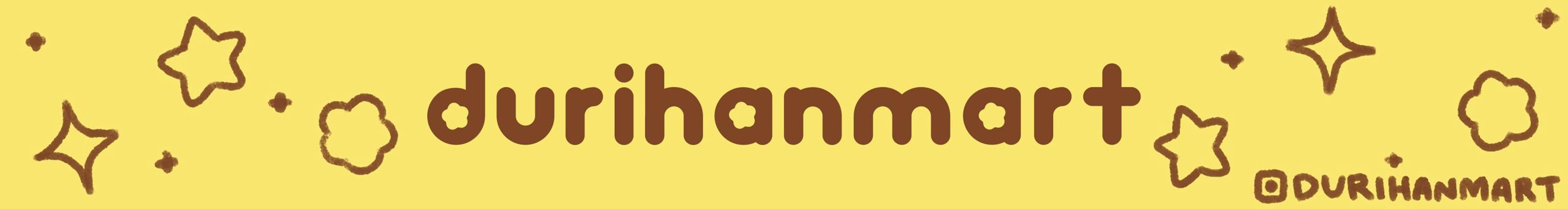 DurihanMart’s yellow shop banner with a hand-drawn wordmark, stars, and tiny doodles.